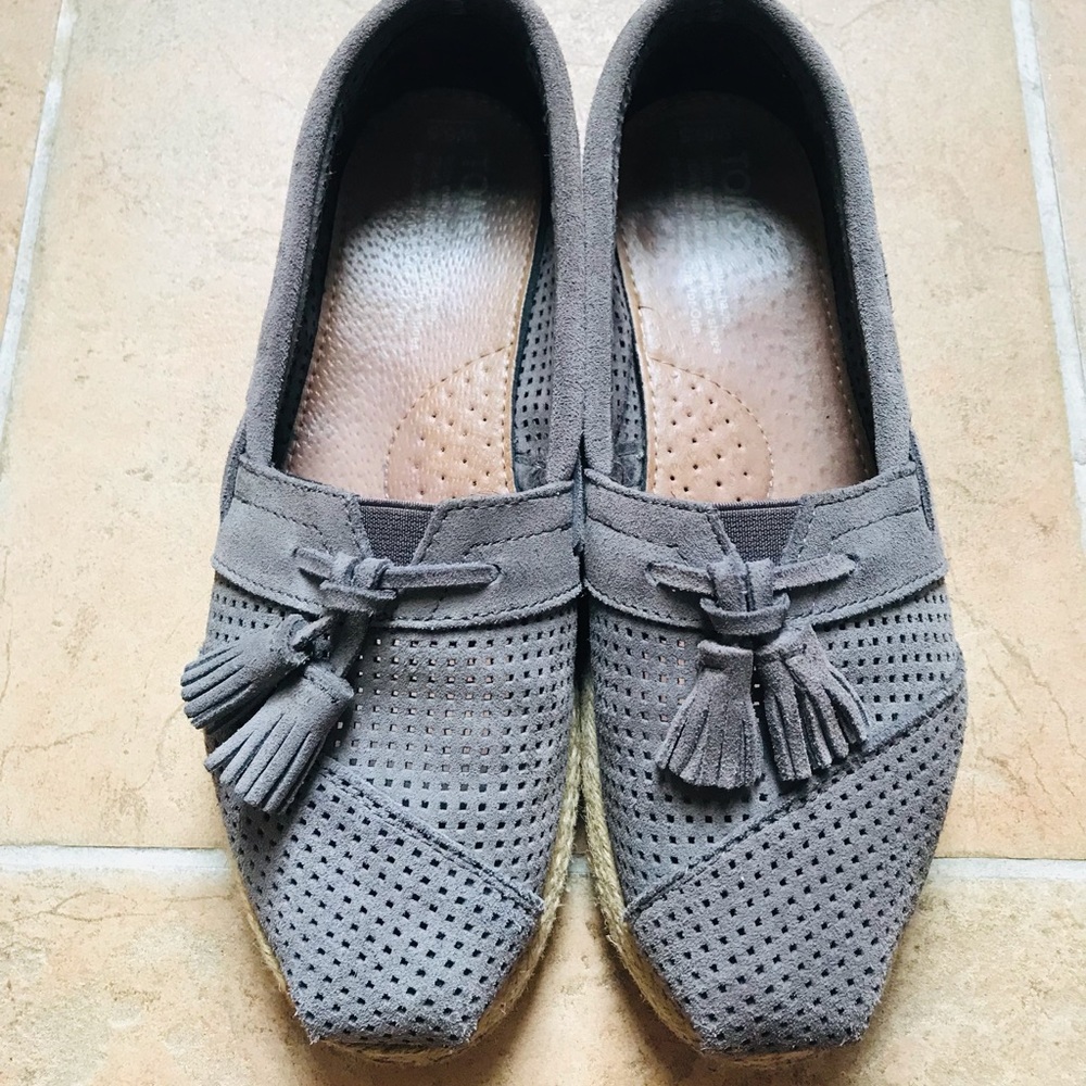 Vintage Tom’s Suede Leather Espadrilles Flat Pull On Shoes